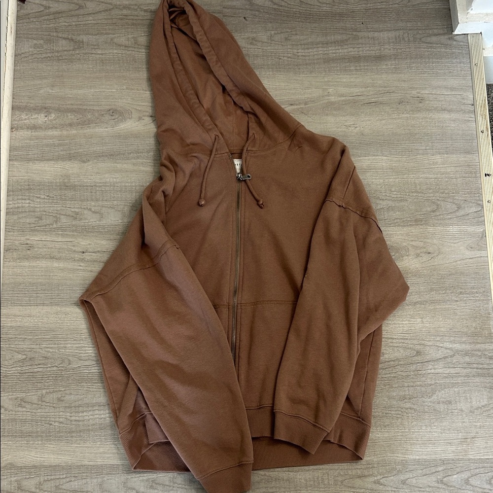 Brown Zip-Up Hoodie